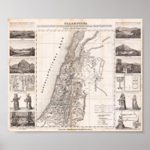 Decorative map of Palestine Dr. Schincke 1840 Posters