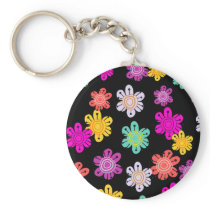 Decorative Multicolored Flowers Keychain
