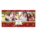 Decorative red holiday photocard with frame photo card