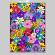 Decorative Retro Flowers Birthday card cards