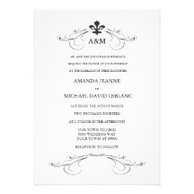 Decorative Scroll Fleur de Lis Wedding Invitations