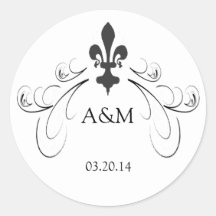 Decorative Scroll Fleur de Lis Wedding Stickers