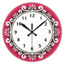 Decorative Wall Clock::Red Frame