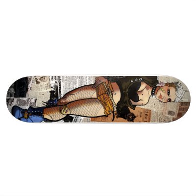 Decoupage Dame Custom Skate Board by namblypambly