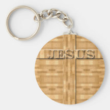 Découpage en bois de Jésus Porte-clefs