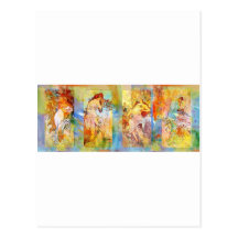 DEDICATION ~ MUCHA ~  SPRING SUMMER FALL WINTER POST CARD