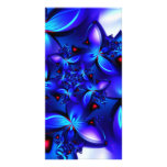 DEEP BLUE ABSTRACT FRACTALS GEOMETRIC DIGITAL ART PERSONALIZED PHOTO CARD