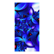 DEEP BLUE ABSTRACT FRACTALS GEOMETRIC DIGITAL ART PERSONALIZED PHOTO CARD
