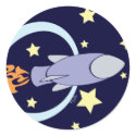 Deep Blue Rocket Kids Retro Space stickers