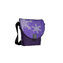 Deep Blue Snowflakes Christmas Messanger Bag Commuter Bags
