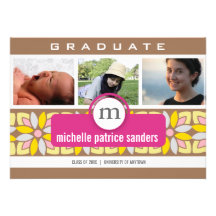 Deep cerise floral graduate announcement