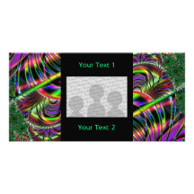 Deep green, and multi-colour fractal design. photo greeting card