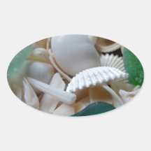 Deep Green Sea Glass Oval Stickers