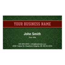 Deep Jungle Green Damask business card