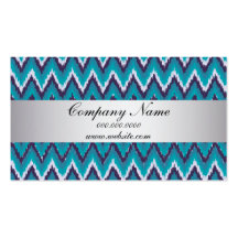 Deep Ocean Ikat ZigZag Pocket 2013 Calendar Business Card Templates