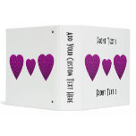 Deep Pink Heart. Patterned Heart Design. 3 Ring Binders