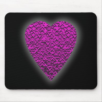 Deep Pink Heart. Patterned Heart Design. Mouse Pad by PsyborgAli