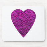 Deep Pink Heart. Patterned Heart Design. Mouse Pad