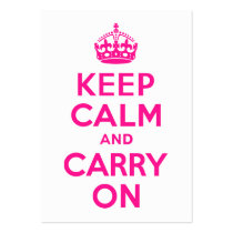 Deep Pink Keep Calm and Carry On Business Cards