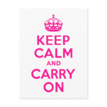 Deep Pink Keep Calm and Carry On Post Card