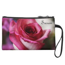 Deep Pink Rose in Bloom Wristlet Purses