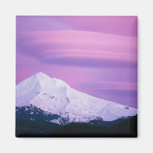 Deep purple clouds surround Mount Hood, in Fridge Magnet