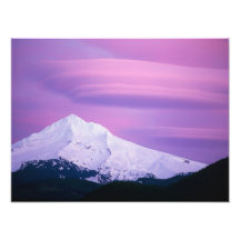 Deep purple clouds surround Mount Hood, in Photograph