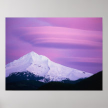 Deep purple clouds surround Mount Hood, in Print