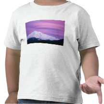 Deep purple clouds surround Mount Hood, in T-shirt