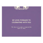 Deep purple deco wedding enclosure RSVP response Personalized Invites