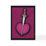Deep Purple Heart with Knife Anti Valentine Greeting Cards
