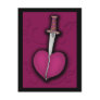 Deep Purple Heart with Knife Anti Valentine Post Cards