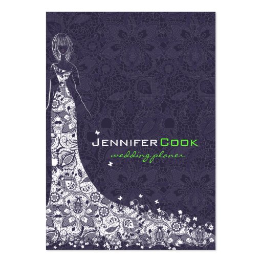 Deep Purple  White Wedding Dress  Vintage Lace Business Card ...