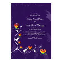 Deep Purple with vibrant gloriosa lily Custom Announcements