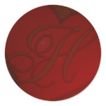 Deep Red Heart Monogram H Sticker