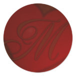 Deep Red Heart Monogram M Sticker
