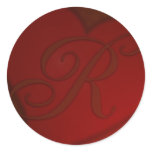 Deep Red Heart Monogram R Sticker