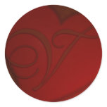 Deep Red Heart Monogram V Sticker