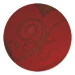 Deep Red Heart Monogram X Sticker
