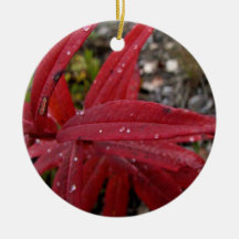Deep Red Leaves; No Text Christmas Tree Ornament