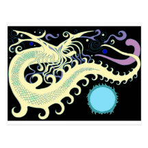 Deep sea Dragon Postcard (Cool Green & Blue)