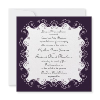 Deep Violet Purple Square Wedding Invitations by Wedding_Bells