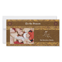 Deer brown classic christmas photocard photo card template