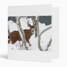 Deer Buck in Snow 3 Ring Binder