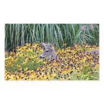 Deer Fawn in Flower Garden Rectangular Sticker