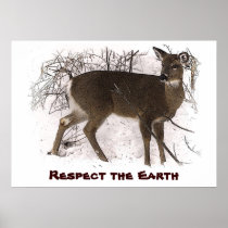 Deer in Snow - Earth Day Poster