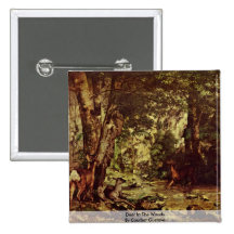 Deer In The Woods By Courbet Gustave Button