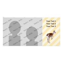 Deer, on Beige Stripes. Custom Photo Card