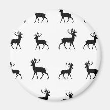 Deer pattern in Black and White Fridge Magnet