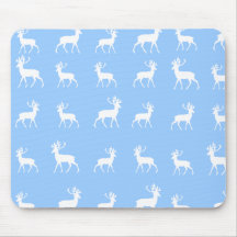 Deer pattern in Blue and White Mousepads